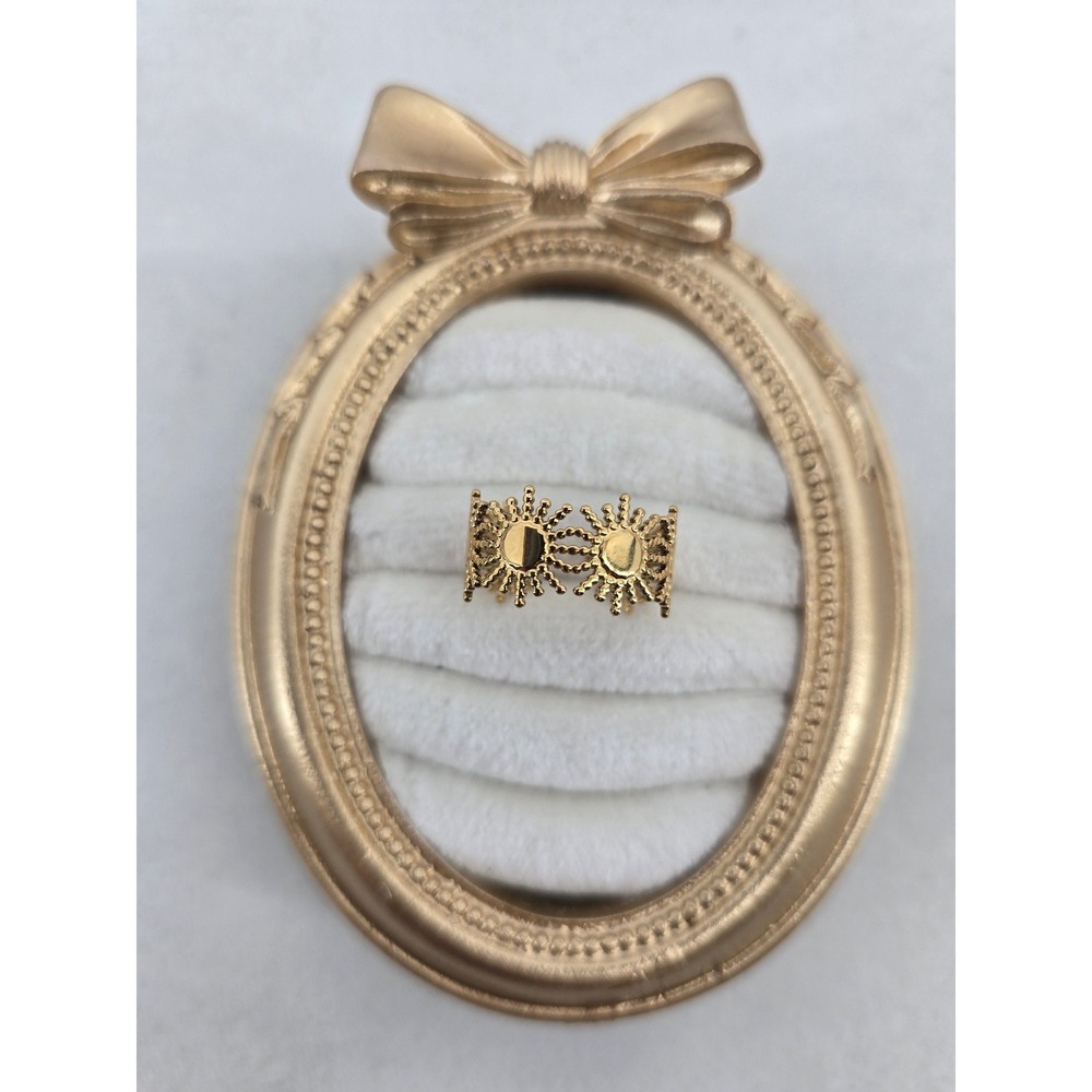 Unbranded Ring Womens Size 8.5 Boho Sun Burst Gold Tone Adjustable EUC